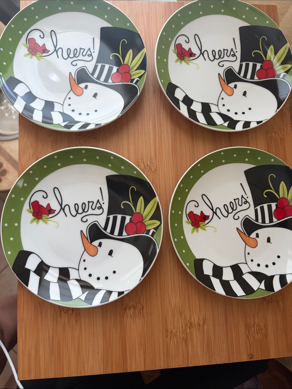 Fitz and Floyd Holiday Snowman desert or snack plates
